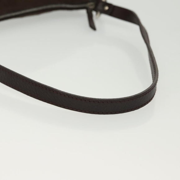 Salvatore Ferragamo Accessory Pouch Suede Brown Silver Auth gh716