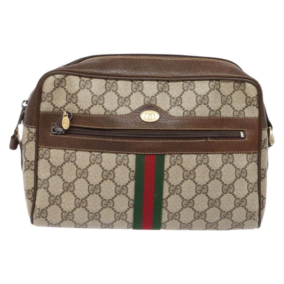 GUCCI GG Supreme Web Sherry Line Shoulder Bag PVC Beige 001 4071 5 Auth gh717