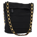 Salvatore Ferragamo Chain Shoulder Bag Canvas Black Gold Auth gh718-1
