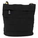 Salvatore Ferragamo Chain Shoulder Bag Canvas Black Gold Auth gh718-13