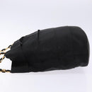 Salvatore Ferragamo Chain Shoulder Bag Canvas Black Gold Auth gh718-4