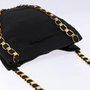 Salvatore Ferragamo Chain Shoulder Bag Canvas Black Gold Auth gh718-6