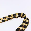 Salvatore Ferragamo Chain Shoulder Bag Canvas Black Gold Auth gh718-8