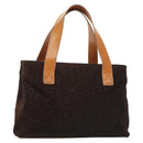 CELINE C Macadam Canvas Hand Bag Brown Gold Auth gh720-1