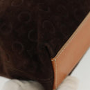 CELINE C Macadam Canvas Hand Bag Brown Gold Auth gh720-10