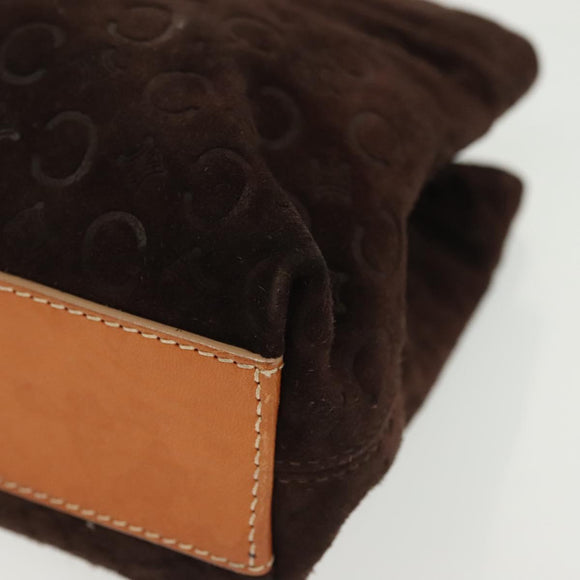 CELINE C Macadam Canvas Hand Bag Brown Gold Auth gh720