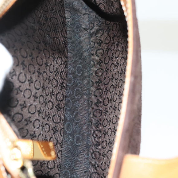 CELINE C Macadam Canvas Hand Bag Brown Gold Auth gh720