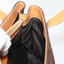 CELINE C Macadam Canvas Hand Bag Brown Gold Auth gh720-16