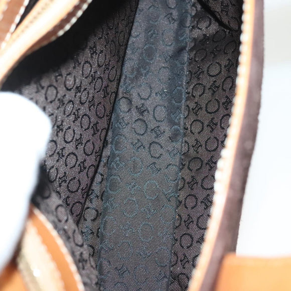 CELINE C Macadam Canvas Hand Bag Brown Gold Auth gh720