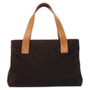 CELINE C Macadam Canvas Hand Bag Brown Gold Auth gh720-2