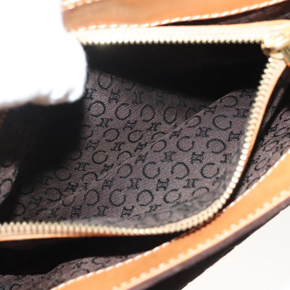 CELINE C Macadam Canvas Hand Bag Brown Gold Auth gh720