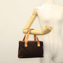 CELINE C Macadam Canvas Hand Bag Brown Gold Auth gh720-23