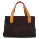 CELINE C Macadam Canvas Hand Bag Brown Gold Auth gh720-3