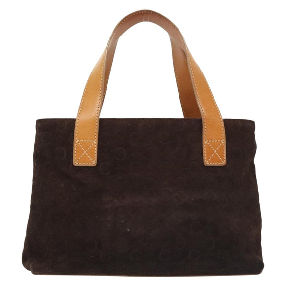 CELINE C Macadam Canvas Hand Bag Brown Gold Auth gh720
