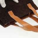 CELINE C Macadam Canvas Hand Bag Brown Gold Auth gh720-6