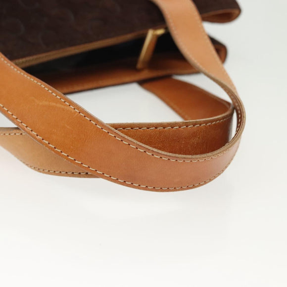 CELINE C Macadam Canvas Hand Bag Brown Gold Auth gh720