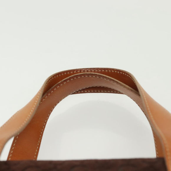 CELINE C Macadam Canvas Hand Bag Brown Gold Auth gh720