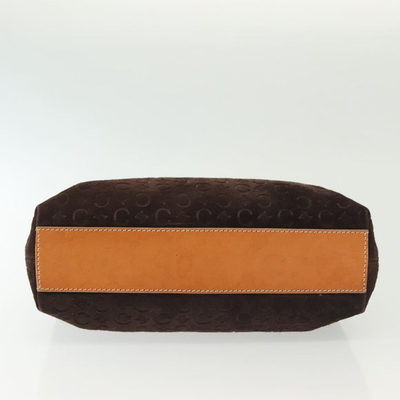 CELINE C Macadam Canvas Hand Bag Brown Gold Auth gh720