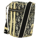 Christian Dior Trotter Canvas Shoulder Bag Black Silver Auth gh722-1