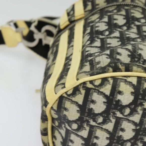 Christian Dior Trotter Canvas Shoulder Bag Black Silver Auth gh722