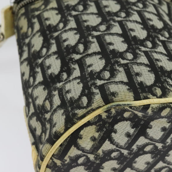 Christian Dior Trotter Canvas Shoulder Bag Black Silver Auth gh722