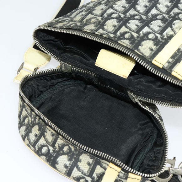 Christian Dior Trotter Canvas Shoulder Bag Black Silver Auth gh722