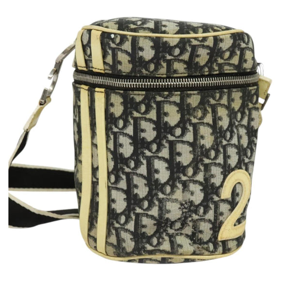 Christian Dior Trotter Canvas Shoulder Bag Black Silver Auth gh722