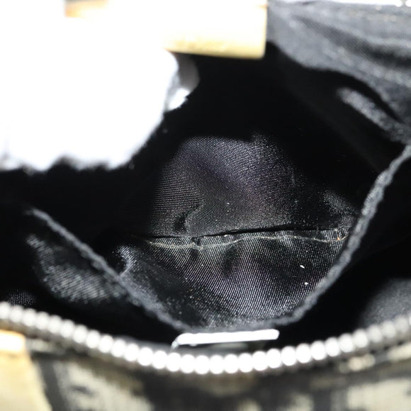 Christian Dior Trotter Canvas Shoulder Bag Black Silver Auth gh722