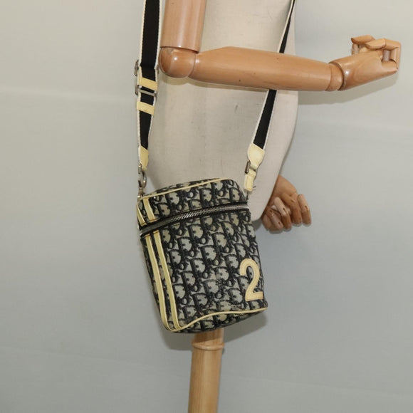 Christian Dior Trotter Canvas Shoulder Bag Black Silver Auth gh722