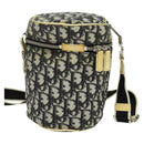 Christian Dior Trotter Canvas Shoulder Bag Black Silver Auth gh722-3