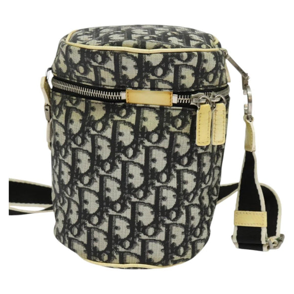 Christian Dior Trotter Canvas Shoulder Bag Black Silver Auth gh722