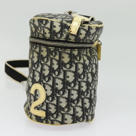 Christian Dior Trotter Canvas Shoulder Bag Black Silver Auth gh722