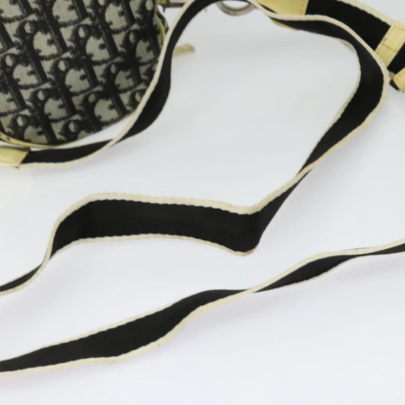 Christian Dior Trotter Canvas Shoulder Bag Black Silver Auth gh722