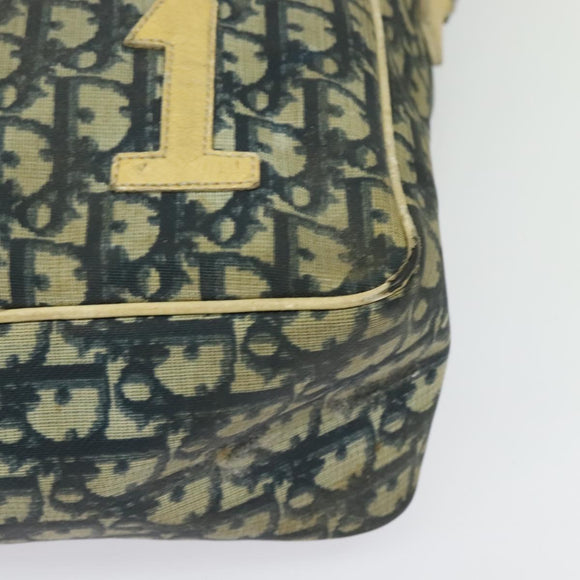 Christian Dior Trotter Canvas Shoulder Bag Navy Silver Auth gh726