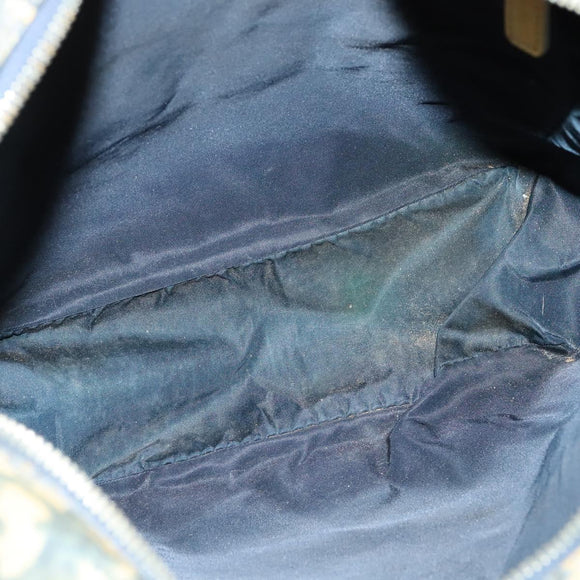 Christian Dior Trotter Canvas Shoulder Bag Navy Silver Auth gh726