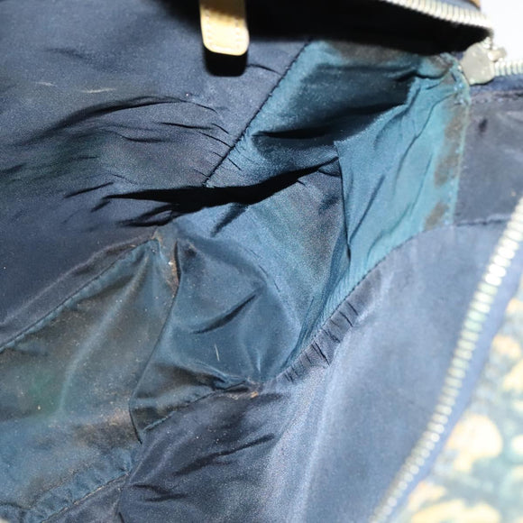 Christian Dior Trotter Canvas Shoulder Bag Navy Silver Auth gh726