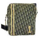 Christian Dior Trotter Canvas Shoulder Bag Navy Silver Auth gh726-13