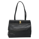 Salvatore Ferragamo Vala Tote Bag Leather Black Gold Auth gh727-1