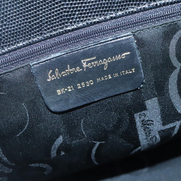 Salvatore Ferragamo Vala Tote Bag Leather Black Gold Auth gh727