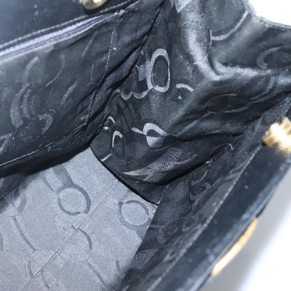 Salvatore Ferragamo Vala Tote Bag Leather Black Gold Auth gh727