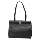 Salvatore Ferragamo Vala Tote Bag Leather Black Gold Auth gh727-13