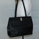 Salvatore Ferragamo Vala Tote Bag Leather Black Gold Auth gh727-22