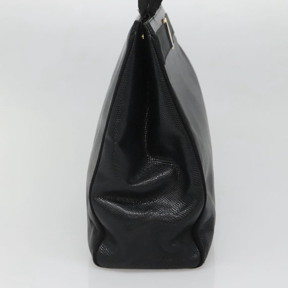 Salvatore Ferragamo Vala Tote Bag Leather Black Gold Auth gh727