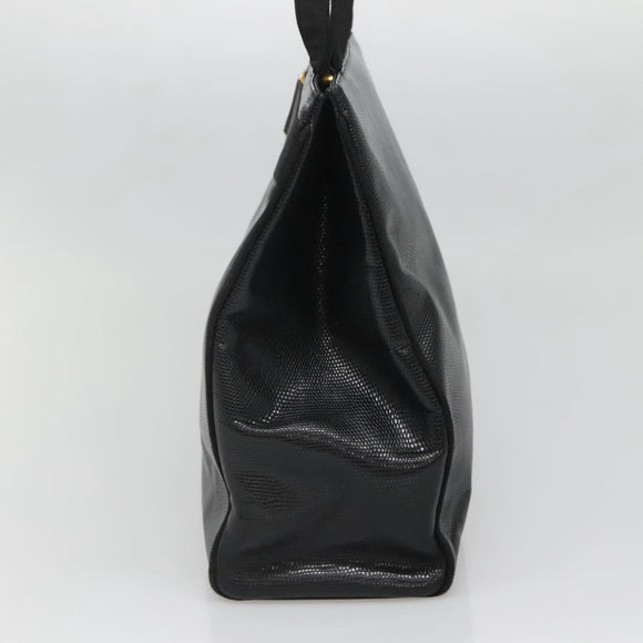 Salvatore Ferragamo Vala Tote Bag Leather Black Gold Auth gh727