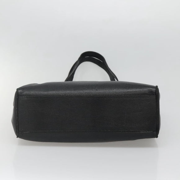 Salvatore Ferragamo Vala Tote Bag Leather Black Gold Auth gh727