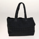 CHANEL New Travel line Tote Bag Nylon 2Set Beige Black CC Auth gh728-12