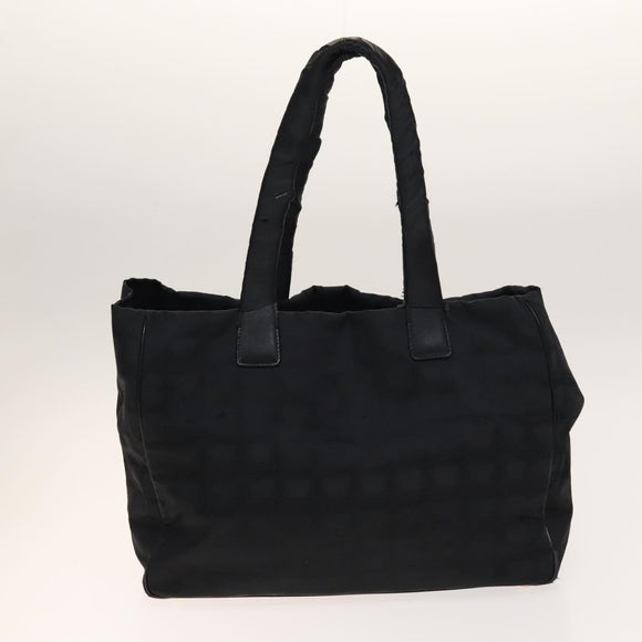 CHANEL New Travel line Tote Bag Nylon 2Set Beige Black CC Auth gh728