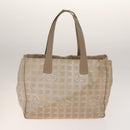 CHANEL New Travel line Tote Bag Nylon 2Set Beige Black CC Auth gh728-2