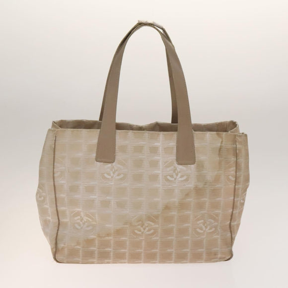 CHANEL New Travel line Tote Bag Nylon 2er Set Beige Schwarz CC Auth gh728
