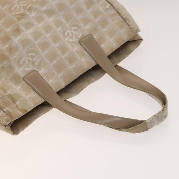 CHANEL New Travel line Tote Bag Nylon 2Set Beige Black CC Auth gh728
